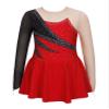 Aislor Girls Sparkly Rhinestone Figure Ice Skating Dress Cutout Back Roller Skating Gymnastics Leotard Dance wear Red 16 Years view 4