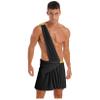 QinCiao Men's Halloween Costume One Shoulder Ancient Greek God Knight Warrior Cosplay Outfits Black Medium view 3
