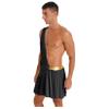 QinCiao Men's Halloween Costume One Shoulder Ancient Greek God Knight Warrior Cosplay Outfits Black Medium view 4