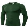 Men's Compression Shirts Long Sleeve Athletic T Shirt Workout Cool Dry Running Tops Gym Undershirts Baselayers D Green view 1