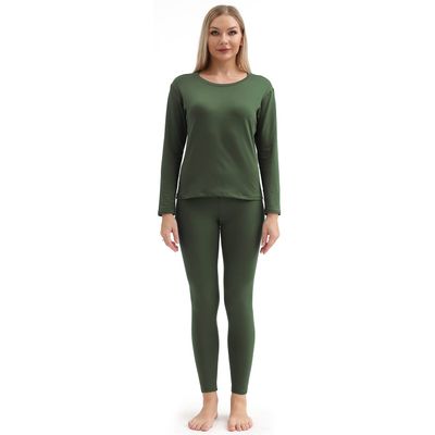 Thermal Underwear Women Ultra-Soft Long Johns Set Fleece Lined Base Layer Skiing Winter Warm Top & Bottom Pajama Set Green