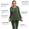 PISIQI Thermal Underwear Women Ultra-Soft Long Johns Set Fleece Lined Base Layer Skiing Winter Warm Top & Bottom Pajama Set Green view 2