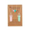 COLORFUL BLING Mutual Attraction Spiritual Natural Healing Stone Crystal Matching Necklace With Meaningful Card Mutual Attraction Heart Pendant Best Friends Friendship Couple Jewelry-pink green view 1