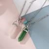 COLORFUL BLING Mutual Attraction Spiritual Natural Healing Stone Crystal Matching Necklace With Meaningful Card Mutual Attraction Heart Pendant Best Friends Friendship Couple Jewelry-pink green view 2