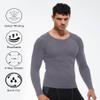Men's Compression Shirts Long Sleeve Athletic T Shirt Workout Cool Dry Running Tops Gym Undershirts Baselayers Grey view 2