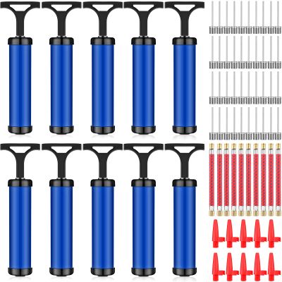 Reginary 10 Pcs Ball Pump for Sports Balls Pump with Needle and Extension Hose Bulk for Basketball Football Soccer Volleyball(Blue,Hollow Style)