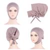 4 Pieces Muslim Hijab Inner Cap Cover Chin with Tie Back Stretchy Islamic Underscarf Underwrap Bonnet Turban Hat view 2