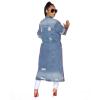 JEsilunmaMY Plus Size Jean Jacket for Women Long Sleeve Button Down Loose Denim Coat Loose Oversized Distressed Trench Coats (Light Blue,Small) view 2