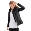 JEsilunmaMY Women's Leather Jacket with Removable Hooded Full Zip Long Sleeve Moto Biker Coat Plus Size Motorcycle Jackets (Black,7X-Large) view 3