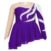 FEESHOW Girls Sequins Long Sleeve Ice Skating Dress Mesh Splice Color Block Leotard Ballet Ballroom Performance Dress Purple 6 Years view 1