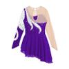 FEESHOW Girls Sequins Long Sleeve Ice Skating Dress Mesh Splice Color Block Leotard Ballet Ballroom Performance Dress Purple 6 Years view 4