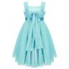 YONGHS Kids Flower Girl Dress A-Line High Low Hem Bridesmaid Dress Ruched Chiffon Wedding Evening Gown Turquoise 12 Years view 2