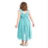 YONGHS Kids Flower Girl Dress A-Line High Low Hem Bridesmaid Dress Ruched Chiffon Wedding Evening Gown Turquoise 12 Years view 4