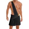 QinCiao Men's Halloween Costume One Shoulder Ancient Greek God Knight Warrior Cosplay Outfits Black 3X-Large view 1