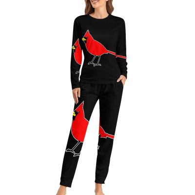 The Northern Cardinal Bird Women's Pajama Set Long Sleeve Sleepwear Suit Pjs Lounge Set with Pocket M