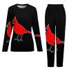 The Northern Cardinal Bird Women's Pajama Set Long Sleeve Sleepwear Suit Pjs Lounge Set with Pocket M view 3