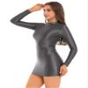 ACSUSS Women Sexy Oil Glossy Shiny Micro Mini Bodycon Dress Sexy Tight Pencil Dress Bandage Dress Dark_Gray Large view 2