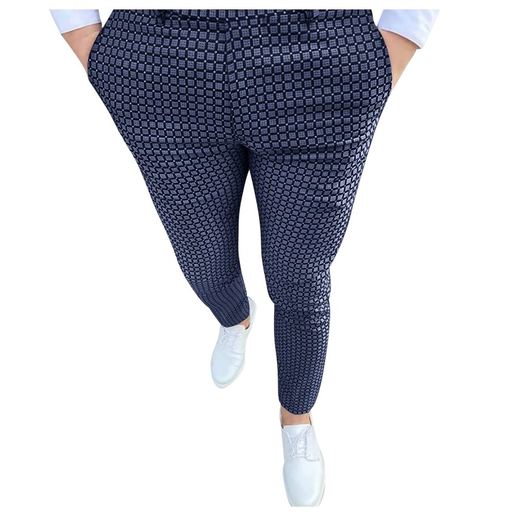 Ymosrh Mens Pants Slim Fit, Khakis Pants Cargo with Pockets Fit Jogging Pants for Men Medium Men's Fashion Stretch Dress Pants Plaid Pants Business Suit Casual Golf Jeans Relaxed Waist (3XL, Navy)