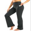 28"/30"/32"/34" Inseam Women's Bootcut Yoga Pants Long Bootleg High-Waisted Flare Pants with Pockets GRK002-dark_grey32-L Dark Grey view 1