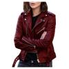 LMSXCT Women's Cropped Leather Jackets, Faux Motorcycle Plus Size Moto Biker Coat Short Lightweight Vegan Pleather Fashion view 1
