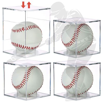 4 Pack UV Protected Baseball Display Case with Stackable Design - Clear Acrylic Box for Official Size Autograph Balls, Memorabilia Protector