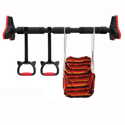BCPPO Chin Up Bar Portable Pull Up Bars, Adjustable Fitness Horizontal bar with Rings and Swings, Sports Equipment for Adults Kids (Color : Black, Size : 69-92CM)