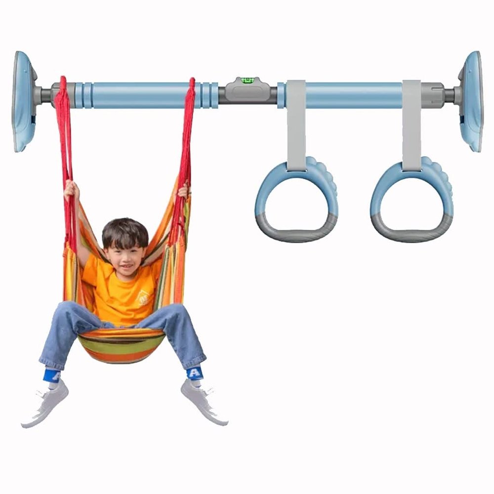BCPPO Chin Up Bar Door Frame Pull-up Bar, Sports Fitness Horizontal Bar with Rings and Swing, Comfortable Foam Handle/Safety Lock (Size : 70-96CM)