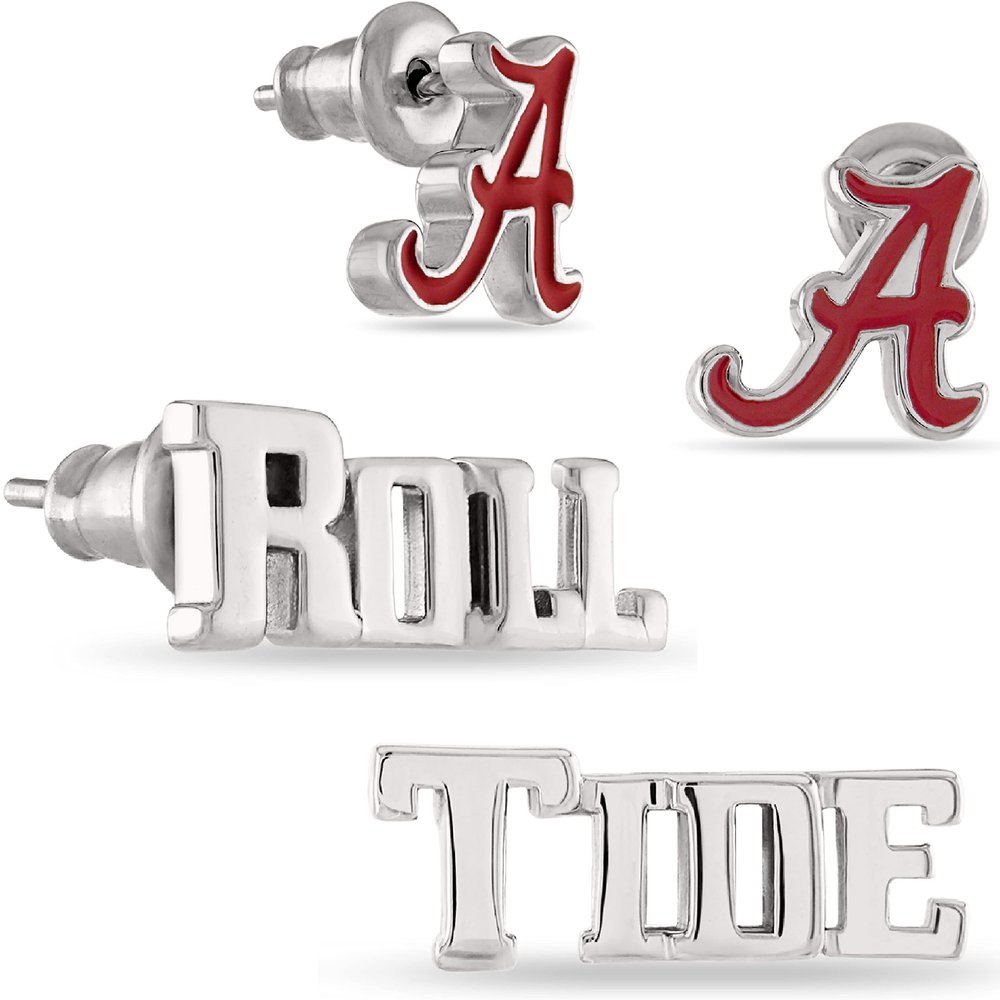 Alabama Gift Set - Alabama Roll Tide Stud Earring Set - Stainless Steel Hypoallergenic Earrings for Women - Alabama Crimson Tide Gifts and Game Day Gear