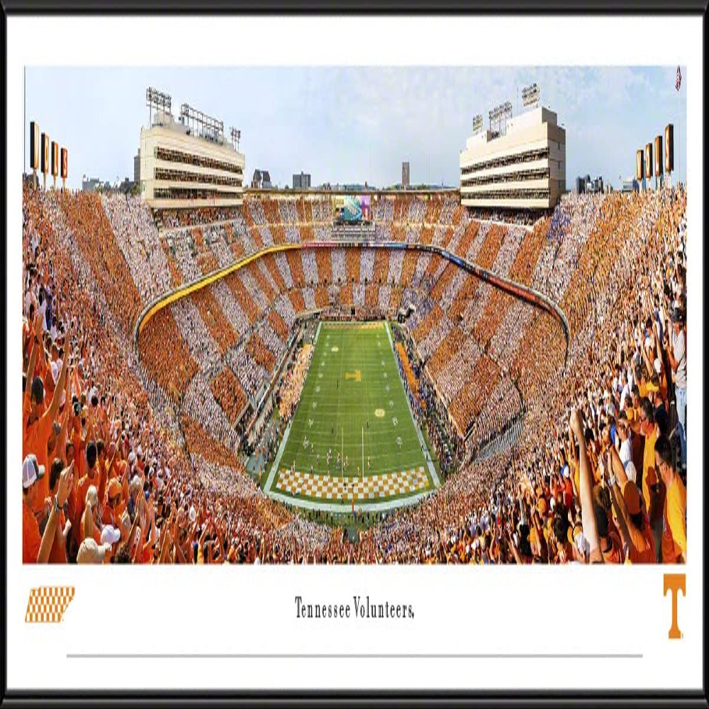 Tennessee Football, Checkerboard End Zone View - 40.25x13.75-inch Standard Framed Print by Blakeway Panoramas