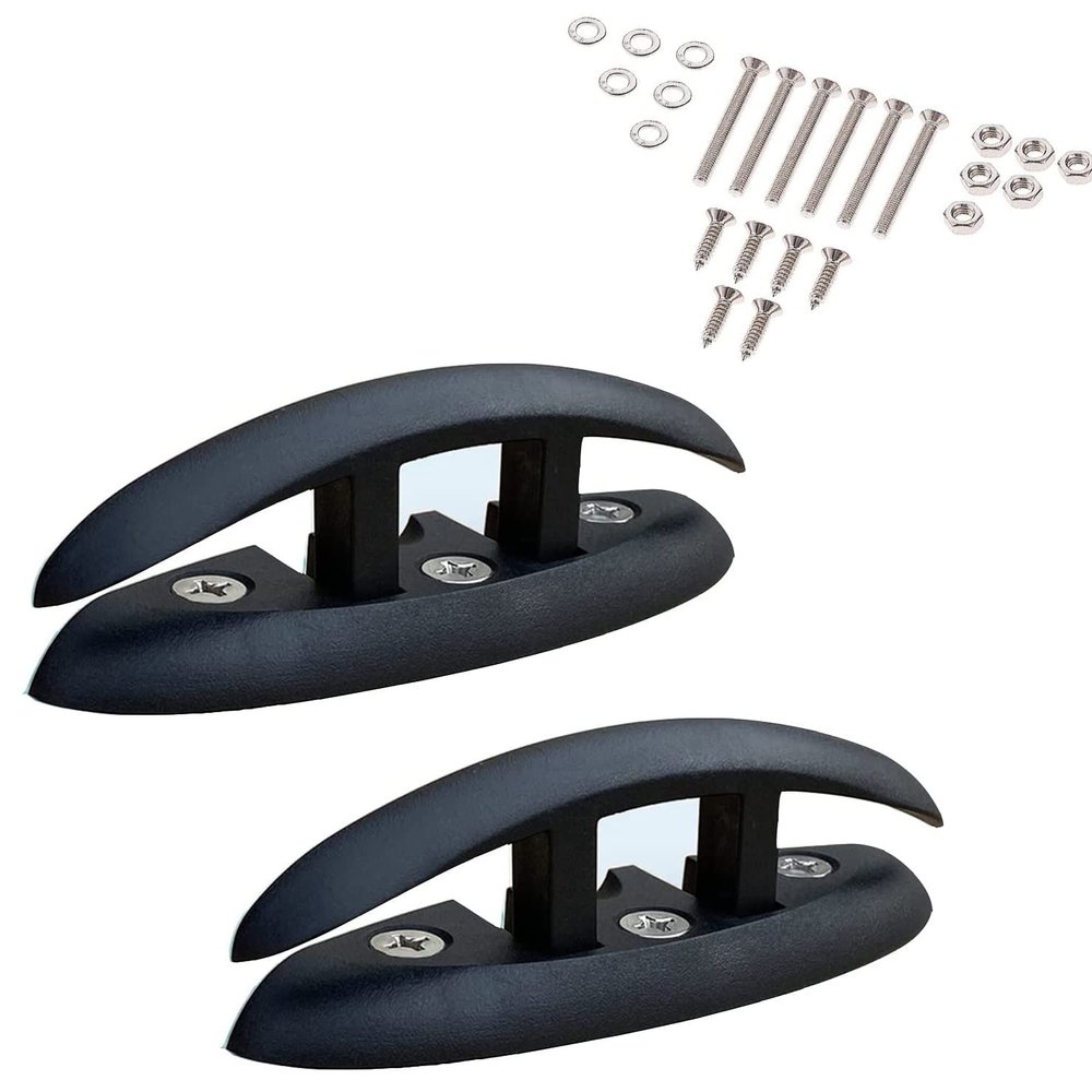 Boat Folding Cleat, Flip Up Dock Mooring Cleat Marine Deck Rope Cleat Accessories with Mounting Screws for Boat Kayak (2 Pcs)