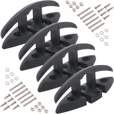 Boat Folding Cleat, Flip Up Dock Mooring Cleat Marine Deck Rope Cleat Accessories with Mounting Screws for Boat Kayak (4 Pcs)