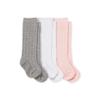 Burt's Bees Baby Baby Girls Socks Knee High Organic Cotton Cable Knit, Multicolor for Infant and Toddlers - 3 Pack Set view 1