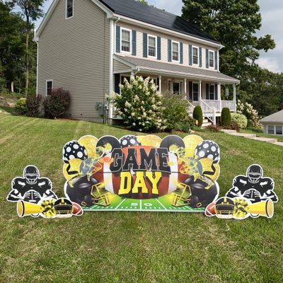 VictoryStore Football Party Supplies Jumbo Football Game Day Yard Signs, 72x36 Inches, Indoor/Outoor Football Party Yard Decorations, Includes 5 Signs and Stakes (Yellow & Black)