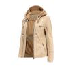 JEsilunmaMY Women's Leather Jacket with Removable Hooded Full Zip Long Sleeve Moto Biker Coat Plus Size Motorcycle Jackets (Apricot,Small) view 2