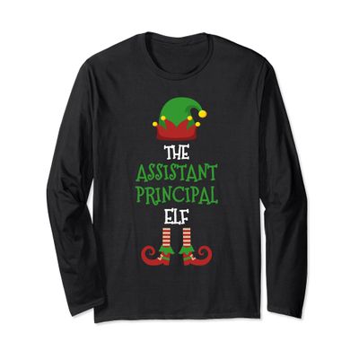 Assistant Principal Elf Matching Pajamas Christmas Teacher Long Sleeve T-Shirt