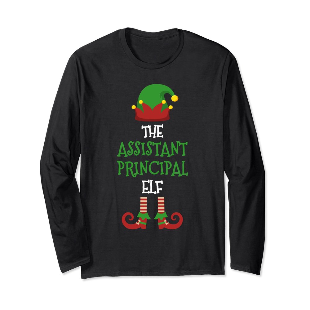 Assistant Principal Elf Matching Pajamas Christmas Teacher Long Sleeve T-Shirt