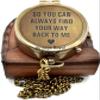 AASIYA Brass Chain Compass with Leather Case for Hiking and Camping - Engraved Pocket Compass - Vintage Navigation Tool view 1