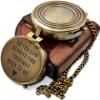 AASIYA Brass Chain Compass with Leather Case for Hiking and Camping - Engraved Pocket Compass - Vintage Navigation Tool view 2