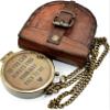 AASIYA Brass Chain Compass with Leather Case for Hiking and Camping - Engraved Pocket Compass - Vintage Navigation Tool view 4