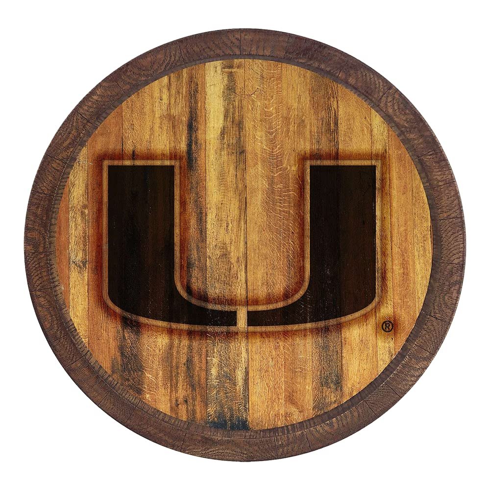 The Fan Brands NCAA Miami Hurricanes: Branded "Faux" Barrel Top Sign - Sports Team Bar Sign Dcor - Home, Dorm, Garage, Office, Fan Cave, Garage