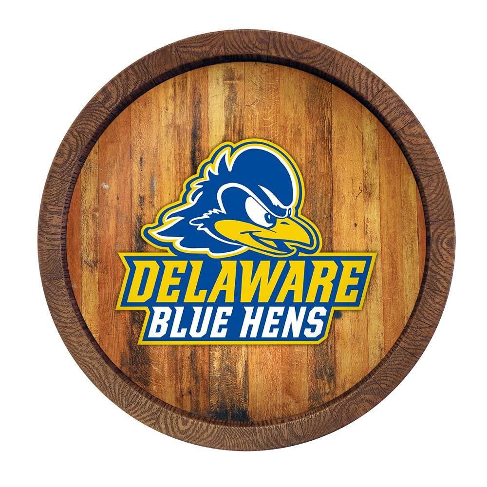 The Fan Brands NCAA Delaware Blue Hens: Logo - "Faux" Barrel Top Sign - Sports Team Bar Sign Dcor - Home, Dorm, Garage, Office, Fan Cave, Garage
