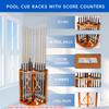 GSE Games & Sports Expert Billiards Pool Stick Holder Only, Corner-Style Floor Stand Pool Cue Racks with Score Counters, Holds 10 Cue Sticks, 2 Ball Racks and Full Set of Balls (Oak) view 2