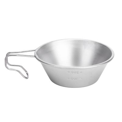 Backpacking Bowl Cup Stainless Steel with Hook Shape Handle, Camping Cup, Portable Outdoor Travel Kitchen Cookware for Hiking Cooking Mess Kit Picnic Tableware (Silver), Camping Cup, Backpacking