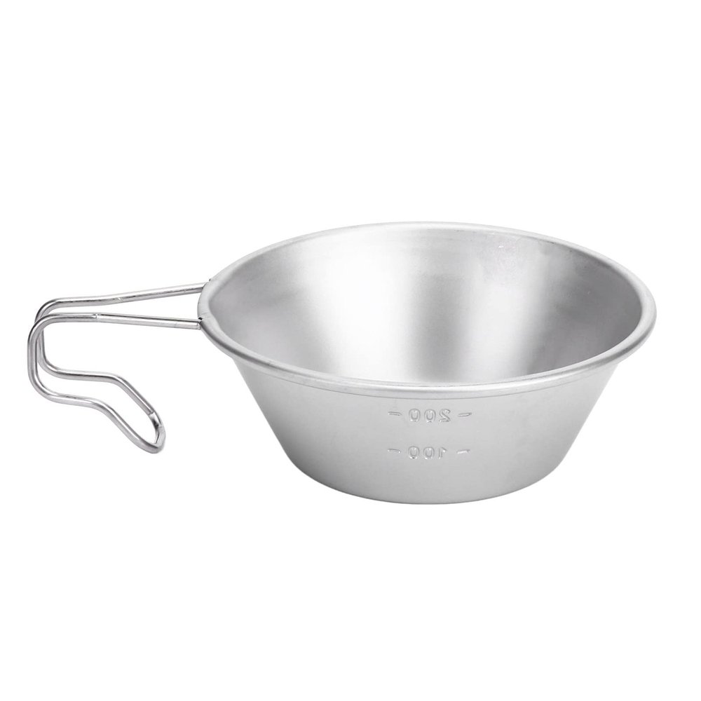 Backpacking Bowl Cup Stainless Steel with Hook Shape Handle, Camping Cup, Portable Outdoor Travel Kitchen Cookware for Hiking Cooking Mess Kit Picnic Tableware (Silver), Camping Cup, Backpacking