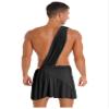 Zaldita Men's Sexy Toga Costume One Shoulder Ancient Greek Cosplay Outfit for Halloween Party Black Large view 4