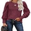MIHOLL Women 2025 Christmas Ribbed Knit Shirts Crew Neck Long Sleeve Fall Winter Tops Blouses(Wine Red, large) view 1