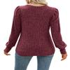 MIHOLL Women 2025 Christmas Ribbed Knit Shirts Crew Neck Long Sleeve Fall Winter Tops Blouses(Wine Red, large) view 2