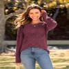 MIHOLL Women 2025 Christmas Ribbed Knit Shirts Crew Neck Long Sleeve Fall Winter Tops Blouses(Wine Red, large) view 3