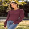 MIHOLL Women 2025 Christmas Ribbed Knit Shirts Crew Neck Long Sleeve Fall Winter Tops Blouses(Wine Red, large) view 4