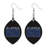 Alaskas State Flag Earrings for Women Trendy Wooden Dangle Drop Earring Pendant Jewelry Gift view 1
